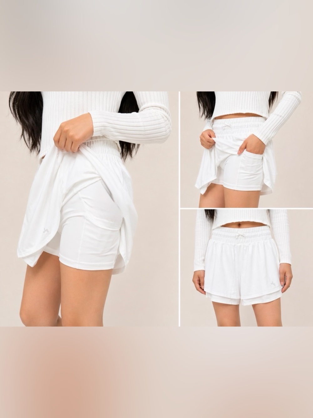 JoyLab White Active Skort with Built-In Shorts XS, S, L, XL